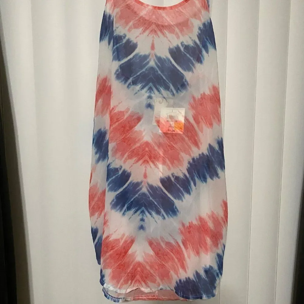 OP swimsuit coverup top red/blue/white adjustable straps